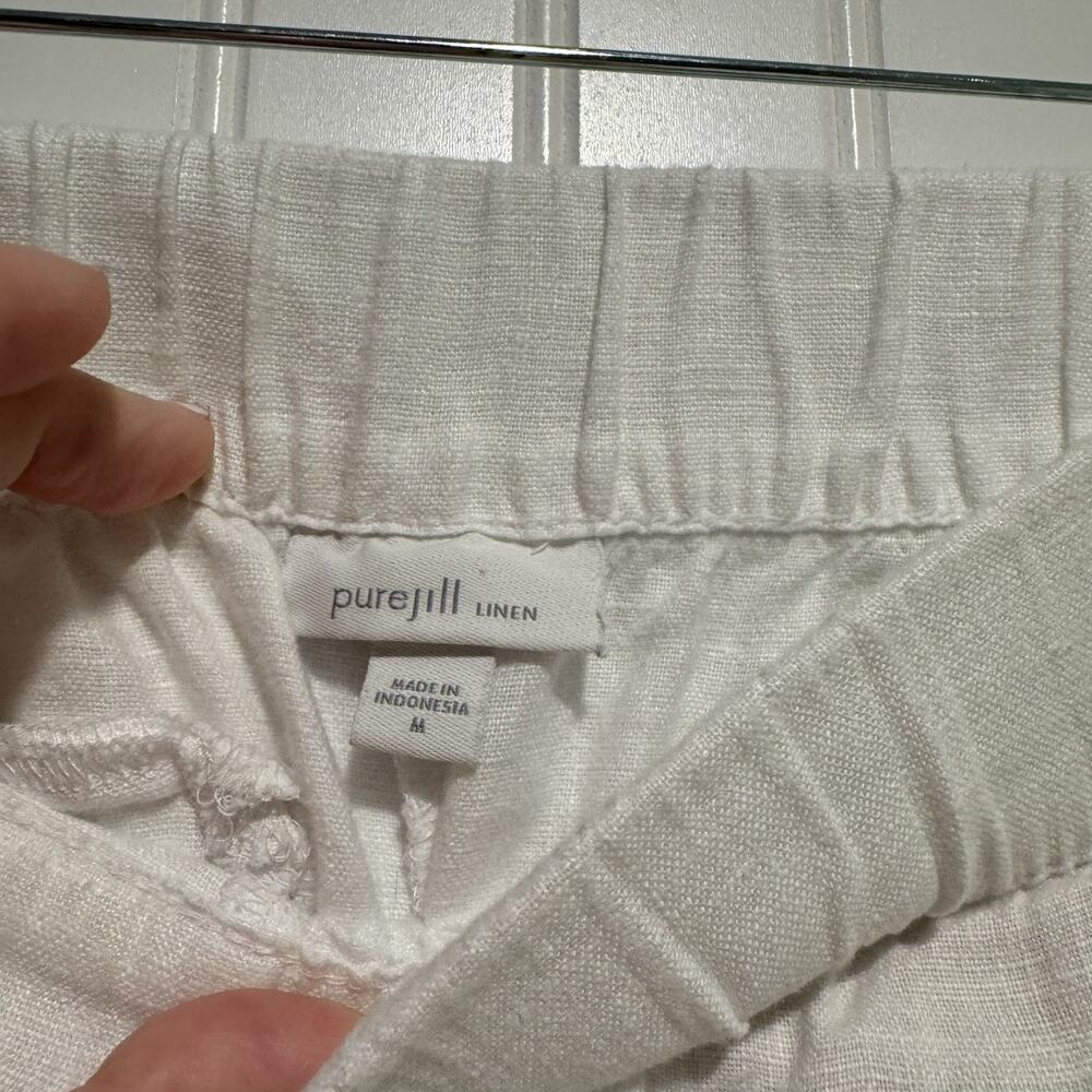 J Jill Pure Jill White Linen Pants Pull On Size Medium - Picture 4 of 6